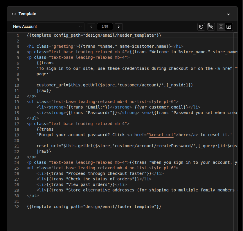 Magento 2 Email Template Editor Interface